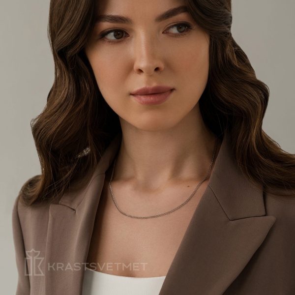 Цепь из белого золота, плетение «Ромб двойной»